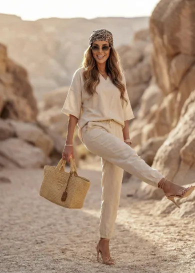 Komplet Lniany Sahara Glow