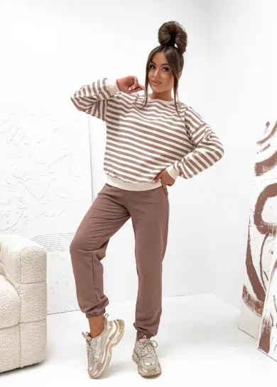 Komplet bawełniany Striscia cappuccino