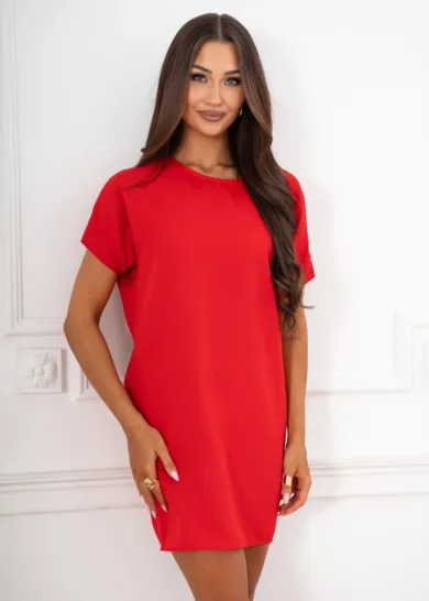 Elegancka sukienka z efektem połysku czerwona