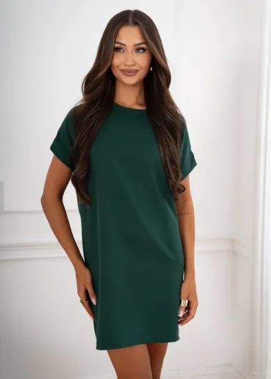 Elegancka sukienka z efektem połysku butelkowa